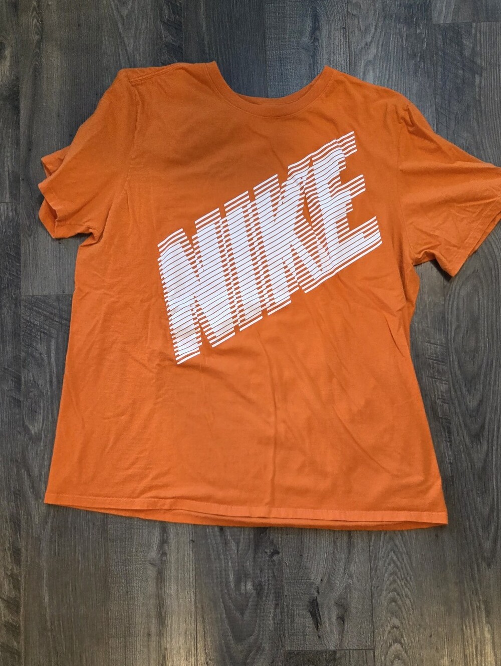 Nike Orange Short Sleeve Tee with White Striped Logo